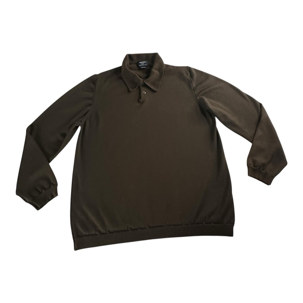 Brooks Brothers 346 Sweater Size L Brown 100% Fine Cashmere Button‎ Long Sleeve